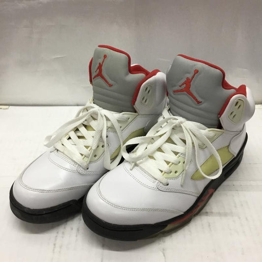 ナイキ NIKE スニーカー スニーカー 136027-100 AIR JORDAN 5 RETRO 27cm 27.0cm ワンポイント 白 / ホワイト / X 黒 / ブラック / X 赤 / レッド /  メンズ USED 古着 中古 10106630