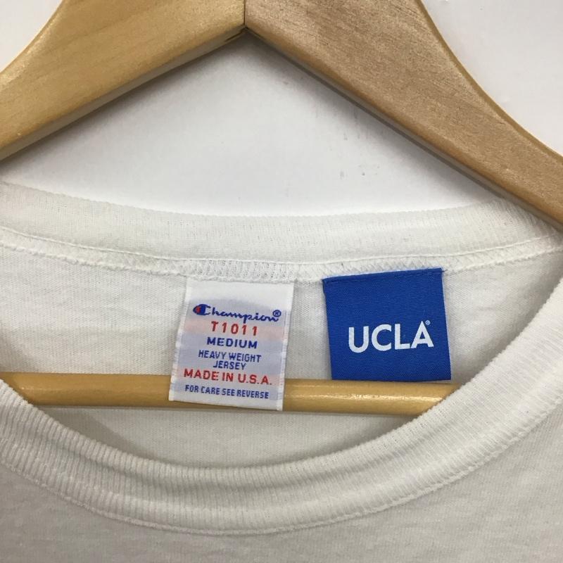 チャンピオン Champion カットソー 長袖 長袖カットソー プリントカットソー クルーネック M プリント 白 / ホワイト /  メンズ USED 古着 中古 10132678