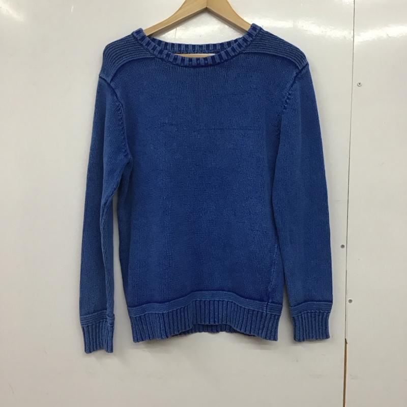 メイプル melple ニット、セーター 長袖 長袖ニットカットソー クルーネック セーター L 無地 青 / ブルー /  レディース USED 古着 中古 10145124
