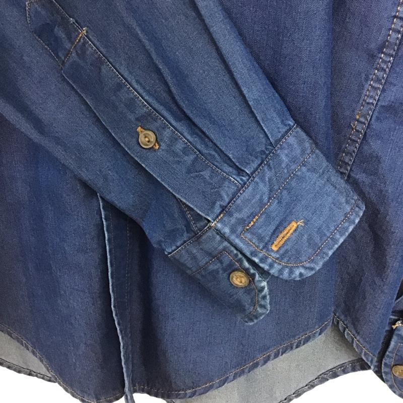 ザラメン ZARA MAN シャツ、ブラウス 長袖 長袖シャツ 無地シャツ ノーカラーシャツ デニムシャツ S ワンポイント 青 / ブルー /  メンズ USED 古着 中古 10135471