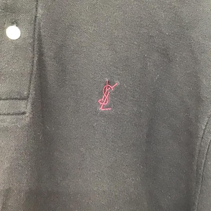 イヴサンローラン Yves Saint Laurent カットソー 長袖 長袖ポロシャツ 長袖カットソー カラーシャツ M ロゴ、文字 黒 / ブラック /  メンズ USED 古着 中古 10144967