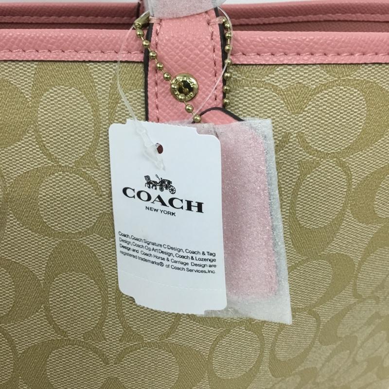 コーチ COACH トートバッグ トートバッグ F36658 リバーシブル シグネチャー ロゴ 総柄 ベージュ / ベージュ / X 桃 / ピンク /  レディース USED 古着 中古 10140050