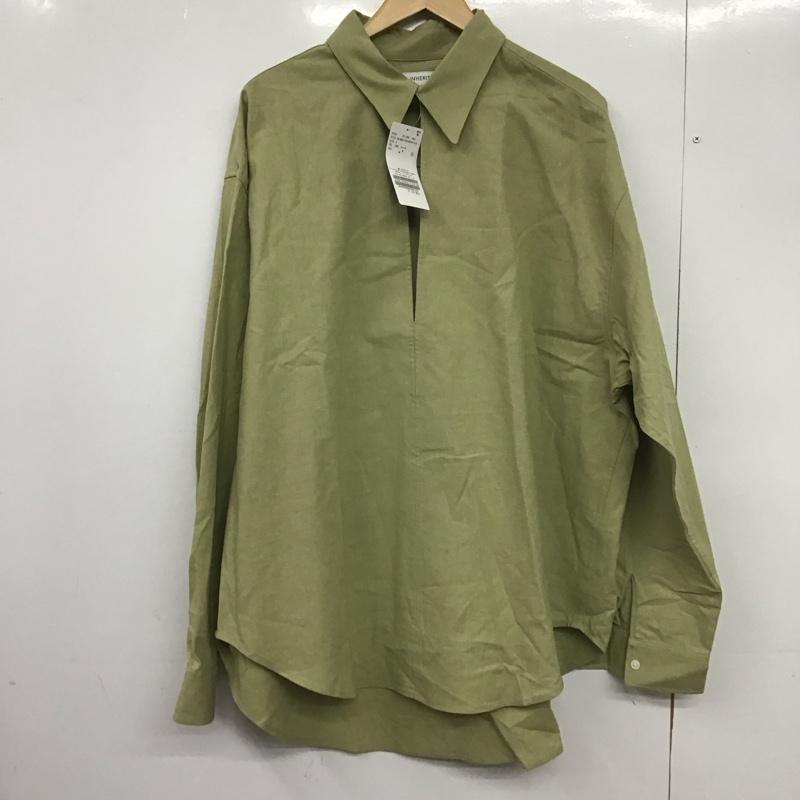 インヘリット INHERIT シャツ、ブラウス 長袖 24-050-724-5010-1-0 シャツ コットンリネン スキッパー シャツ FREE 無地 カーキ / カーキ /  メンズ USED 古着 中古 10148961
