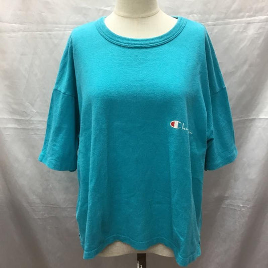 チャンピオン Champion Tシャツ 半袖 クロップド丈 ワイド XL ロゴ、文字 青 / ブルー /  レディース USED 古着 中古 10115553