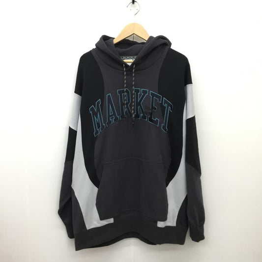 プーマ PUMA パーカー 長袖 PUMA x MARKET リラックス フーディー プーマ マーケット コラボ プルオーバー パーカー 535083-53 XL  黒 / ブラック / X 灰 / グレー / X ダークグレー / ダークグレー / X 青 / ブルー /  メンズ USED 古着 中古 10136982
