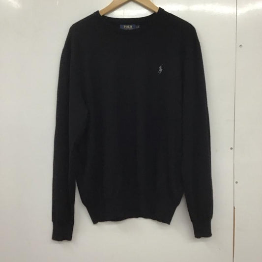 ポロラルフローレン POLO RALPH LAUREN ニット、セーター 長袖 長袖ニットカットソー クルーネック セーター L 無地 黒 / ブラック /  メンズ USED 古着 中古 10137972