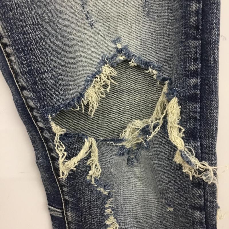 ミニマル mnml パンツ デニム、ジーンズ 裾ファスナー ストレッチ 36 ダメージ加工 青 / ブルー /  メンズ USED 古着 中古 10115685