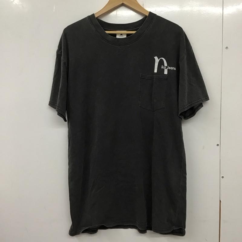ニコアンド niko and... Tシャツ 半袖 L ロゴ、文字 X プリント チャコールグレー / チャコールグレー /  レディース USED 古着 中古 10137175