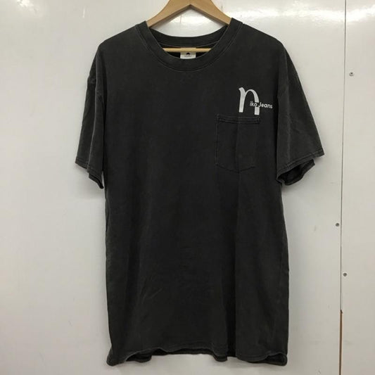 ニコアンド niko and... Tシャツ 半袖 L ロゴ、文字 X プリント チャコールグレー / チャコールグレー /  レディース USED 古着 中古 10137175