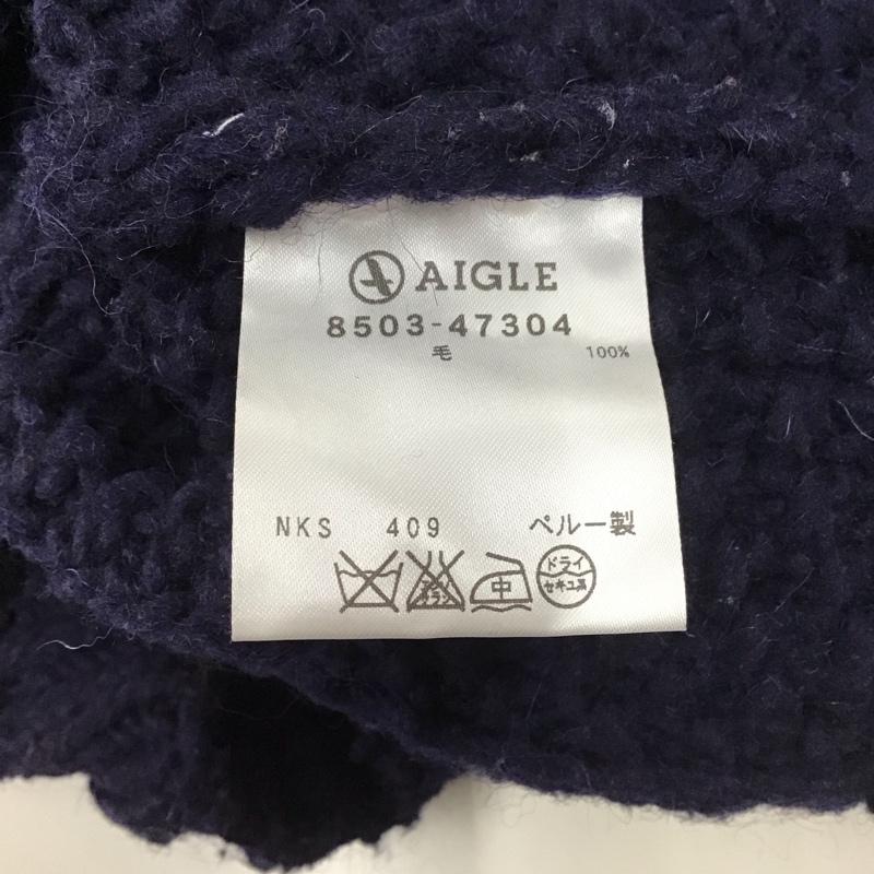 エーグル AIGLE カーディガン 長袖 長袖ニットカーディガン リブニットカーディガン 前ボタン M 無地 紺 / ネイビー /  メンズ USED 古着 中古 10111691