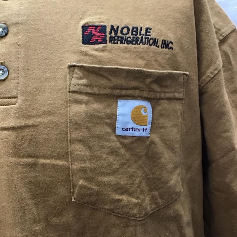 カーハート Carhartt Tシャツ 半袖 K84BRN ヘンリーネック L ロゴ、文字 茶 / ブラウン /  メンズ USED 古着 中古 10122616