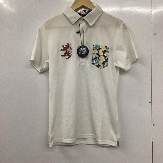 アドミラル Admiral ポロシャツ 半袖 半袖ポロシャツ カラーシャツ 半袖カットソー M ロゴ、文字 白 / ホワイト /  メンズ USED 古着 中古 10135513