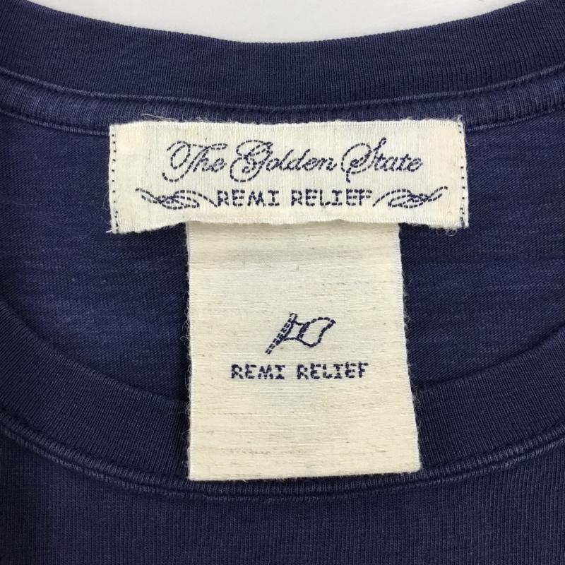 レミ レリーフ REMI RELIEF Tシャツ 半袖 半袖カットソー プリントTシャツ クルーネックカットソー FREE 無地 紺 / ネイビー /  メンズ USED 古着 中古 10114602