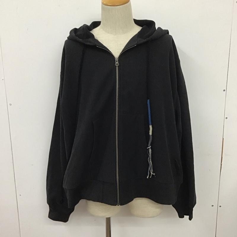 ライオット ファセッタズム RIOT FACETASM パーカー 長袖 ジップアップパーカー 長袖パーカー フード付きパーカー L ロゴ、文字 黒 / ブラック /  メンズ USED 古着 中古 10111919