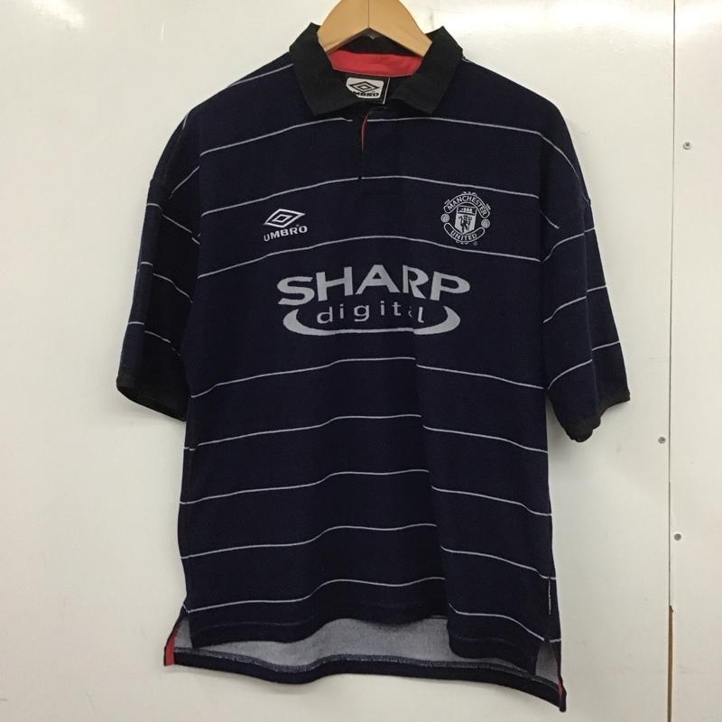 アンブロ UMBRO ポロシャツ 半袖 210199 MANCHESTER UNITED 90年代 M ロゴ、文字 紺 / ネイビー /  メンズ USED 古着 中古 10139429