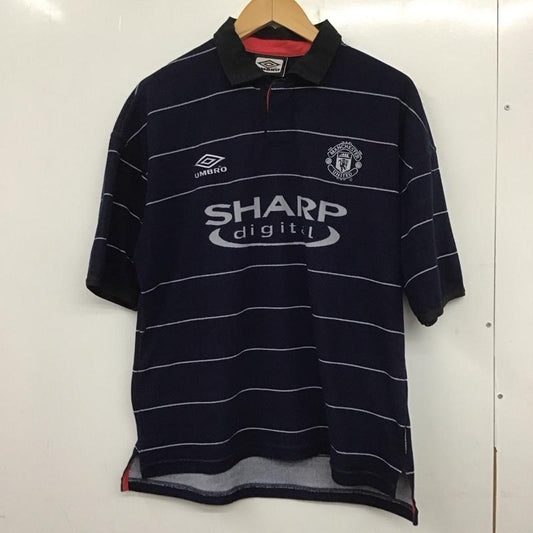 アンブロ UMBRO ポロシャツ 半袖 210199 MANCHESTER UNITED 90年代 M ロゴ、文字 紺 / ネイビー /  メンズ USED 古着 中古 10139429