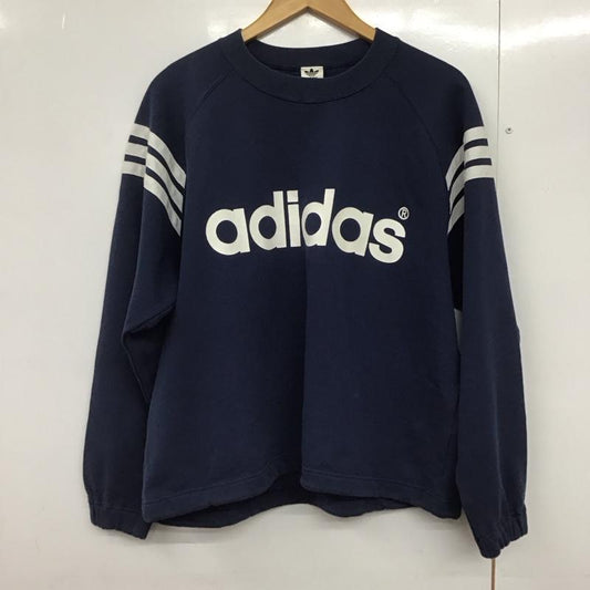 アディダス adidas トレーナー 長袖 L ロゴ、文字 紺 / ネイビー /  メンズ USED 古着 中古 10144668