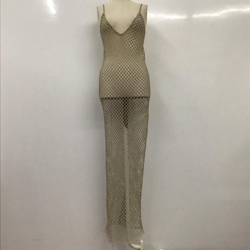 ザラ ZARA ワンピース ロングスカート ノースリーブロングワンピース キャミワンピース タイトワンピース S 無地 ベージュ / ベージュ /  レディース USED 古着 中古 10117992