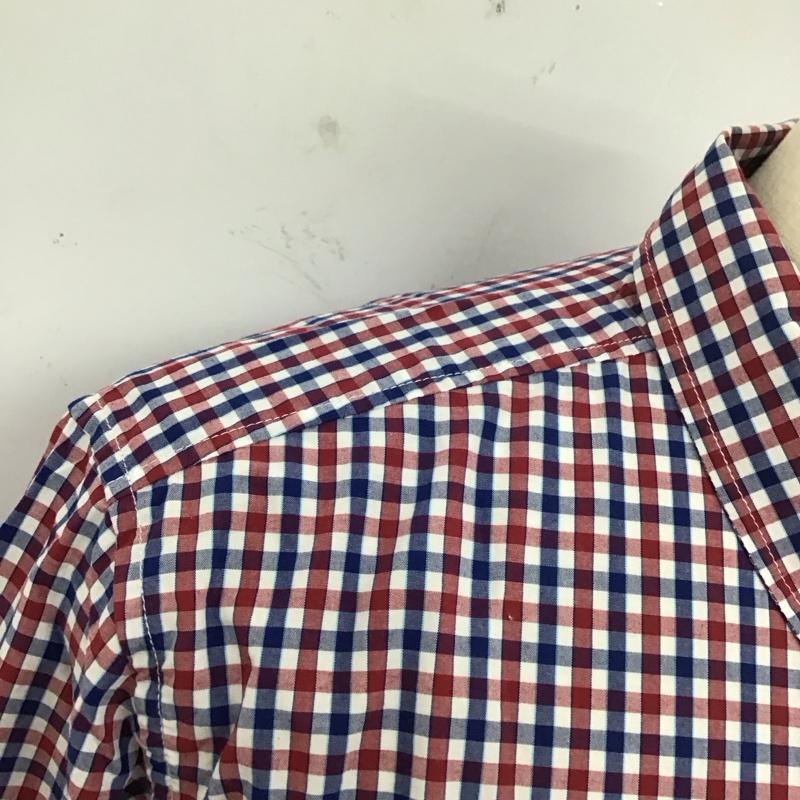 エディーバウアー Eddie Bauer シャツ、ブラウス 長袖 ボタンダウン 胸ポケット M チェック 白 / ホワイト / X 赤 / レッド / X 紺 / ネイビー /  メンズ USED 古着 中古 10112914
