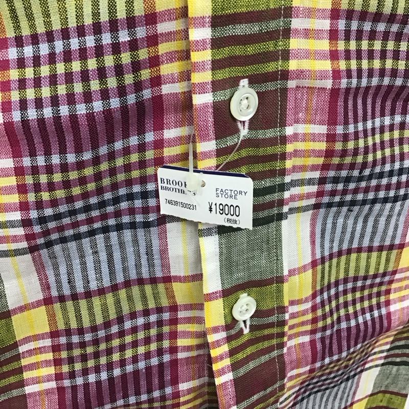 ブルックスブラザーズ BROOKS BROTHERS シャツ、ブラウス 長袖 ボタンダウン 麻 リネン S チェック マルチカラー / マルチカラー /  メンズ USED 古着 中古 10112669