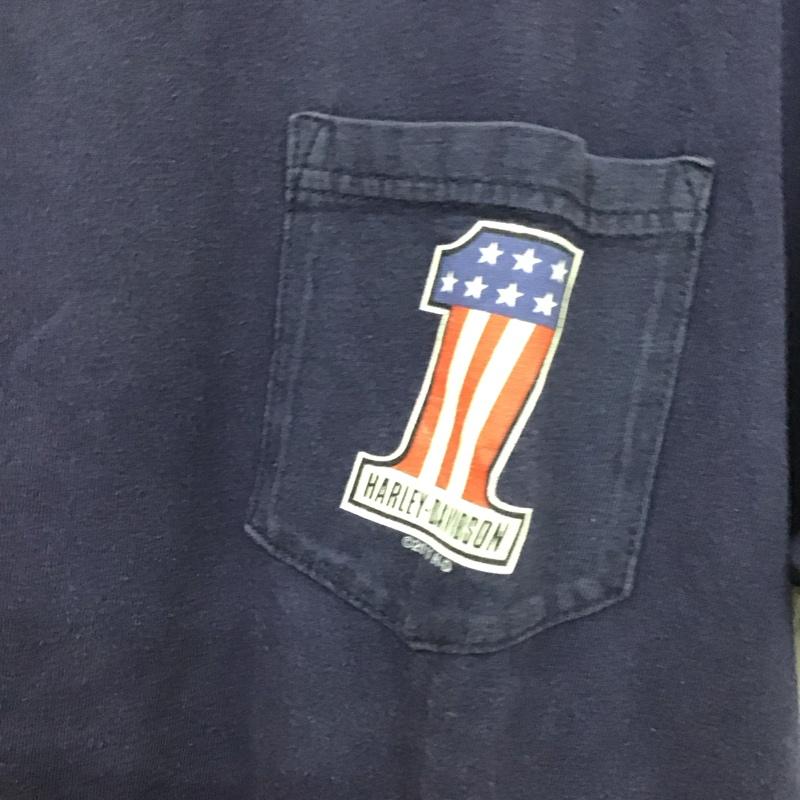 ハーレーダビッドソン Harley-Davidson Tシャツ 半袖 半袖カットソー プリントTシャツ クルーネックカットソー 2011年 L プリント 紺 / ネイビー /  メンズ USED 古着 中古 10129058