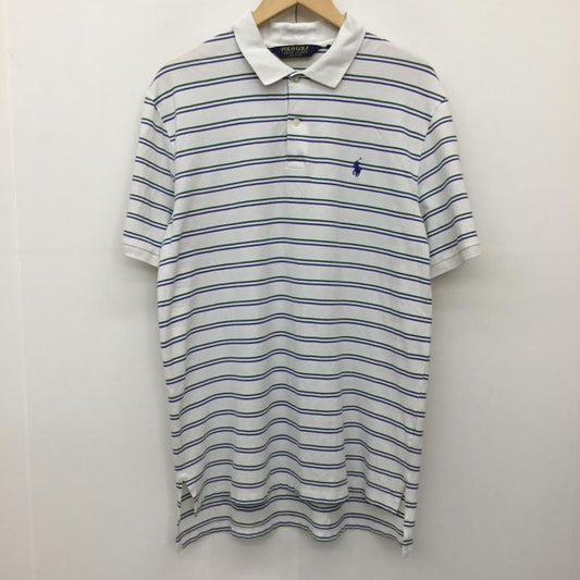 ポロゴルフラルフローレン POLOGOLF ポロシャツ 半袖 M ボーダー柄 白 / ホワイト /  メンズ USED 古着 中古 10133531