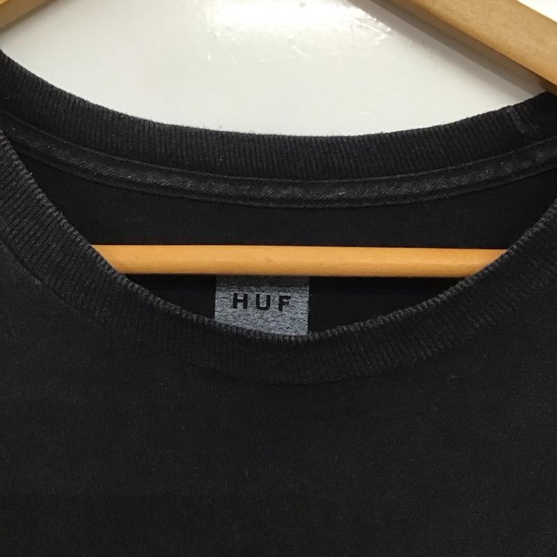 ハフ HUF Tシャツ 半袖 半袖カットソー プリントTシャツ クルーネックカットソー L ロゴ、文字 黒 / ブラック /  メンズ USED 古着 中古 10142881