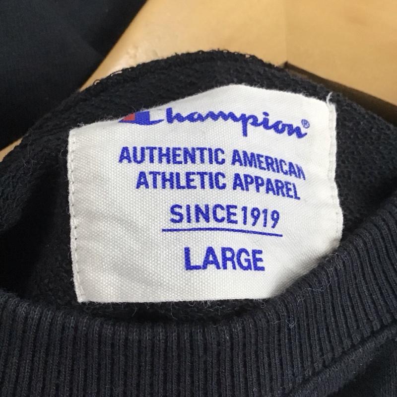 チャンピオン Champion トレーナー 長袖 長袖トレーナー スウェット クルーネック プルオーバー L ロゴ、文字 黒 / ブラック /  メンズ USED 古着 中古 10137836