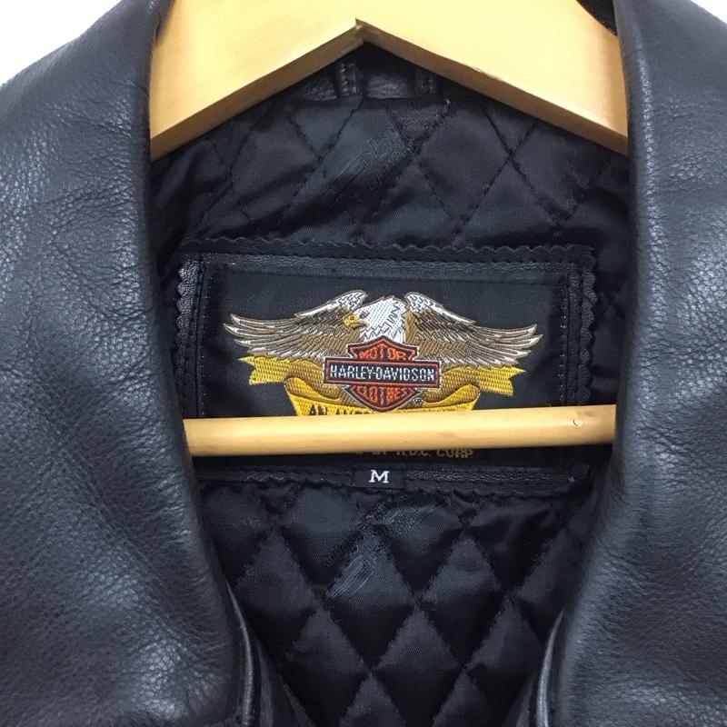 ハーレーダビッドソン Harley-Davidson ジャケット、上着 ジャケット、ブレザー レザージャケット ダブルジャケット ライダース ジップアップジャケット ヴィンテージ 古着 M 無地 黒 / ブラック /  メンズ USED 古着 中古 10113761