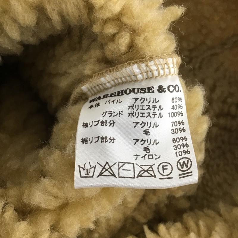 ウエアハウス WAREHOUSE ジャケット、上着 ジャンパー、ブルゾン ジップアップジャケット アウター スタンドカラー パイルフリース M ロゴ、文字 ベージュ / ベージュ /  メンズ USED 古着 中古 10148588