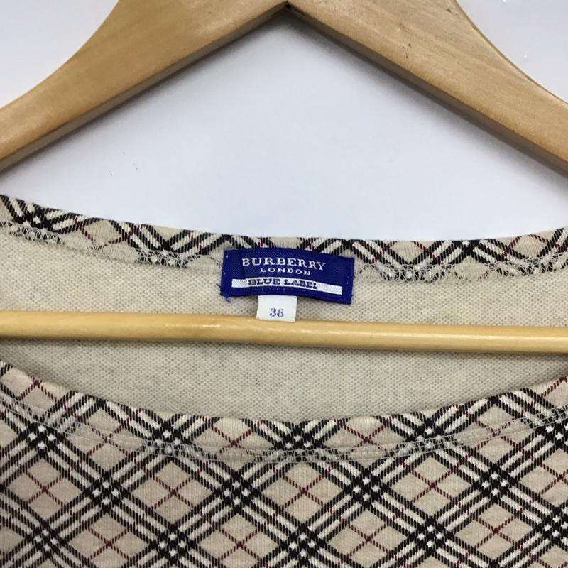 バーバリーブルーレーベル BURBERRY BLUE LABEL カットソー 七分袖 FAF20-657 ノバチェック ポケット付き 38 ワンポイント ベージュ / ベージュ / X 黒 / ブラック / X 赤 / レッド / X 白 / ホワイト /  レディース USED 古着 中古 10150829
