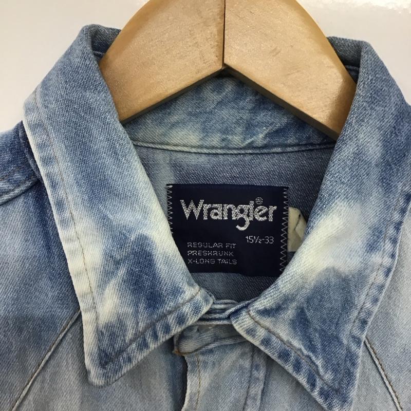 ラングラー Wrangler シャツ、ブラウス 長袖 長袖シャツ 無地シャツ カラーシャツ デニムシャツ 80s 90s ロゴ、文字 インディゴ / インディゴ /  メンズ USED 古着 中古 10141884