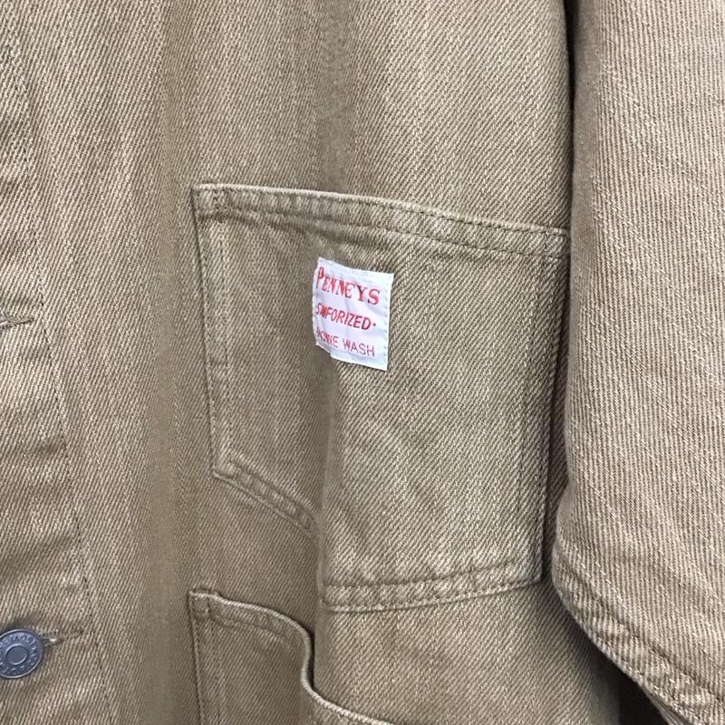 ペニーズ PENNEY S ジャケット、上着 ジャケット、ブレザー カジュアルジャケット アウター ノーカラージャケット ロゴ、文字 ベージュ / ベージュ /  メンズ USED 古着 中古 10142346