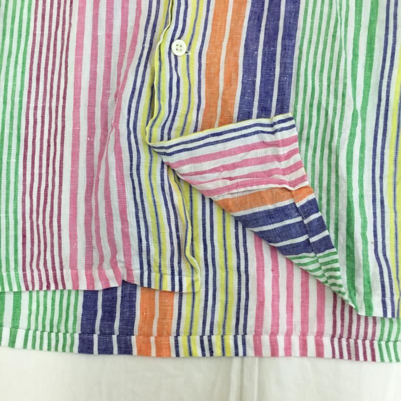 ポロラルフローレン POLO RALPH LAUREN シャツ、ブラウス 半袖 L ストライプ X ワンポイント 白 / ホワイト / X 青 / ブルー / X 桃 / ピンク / X 緑 / グリーン /  メンズ USED 古着 中古 10129013