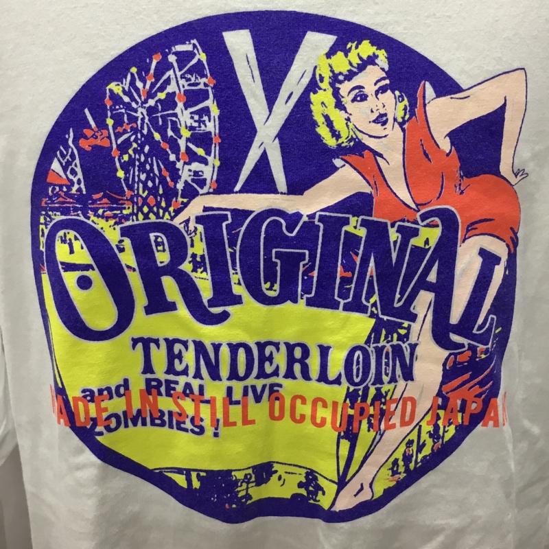 テンダーロイン TENDERLOIN カットソー 長袖 proclub コラボ 長袖カットソー プリントTシャツ L プリント 白 / ホワイト /  メンズ USED 古着 中古 10114875