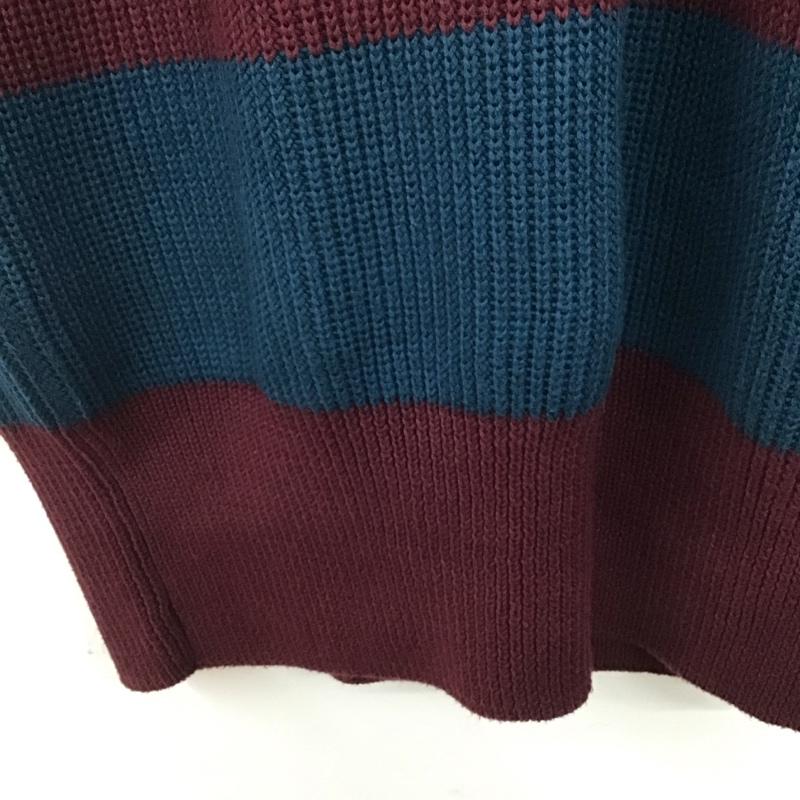 ラコステ ライブ LACOSTE L!VE ワンピース ロングスカート 長袖ニットワンピース ロングスカート クルーネック XL ボーダー柄 えんじ / ワインレッド / X 紺 / ネイビー /  レディース USED 古着 中古 10145119