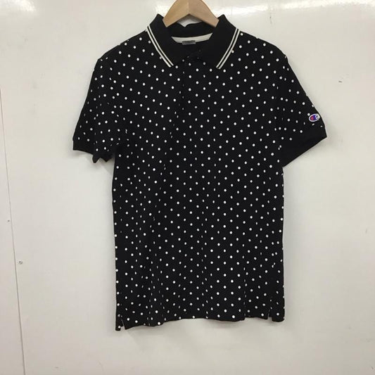 チャンピオン Champion ポロシャツ 半袖 半袖ポロシャツ カラーシャツ 半袖カットソー M ドット 黒 / ブラック /  メンズ USED 古着 中古 10135975