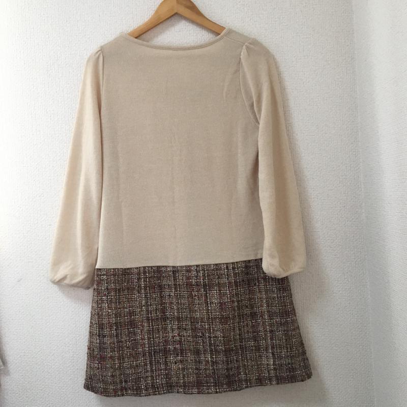 リブインコンフォート Live in comfort ワンピース ひざ丈スカート ウエスト切り替えワンピース L  ベージュ / ベージュ /  レディース USED 古着 中古 10029316