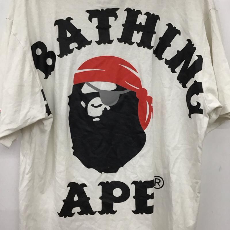 ベイプ BAPE Tシャツ 半袖 半袖カットソー プリントTシャツ クルーネックカットソー XL ロゴ、文字 白 / ホワイト /  メンズ USED 古着 中古 10151007