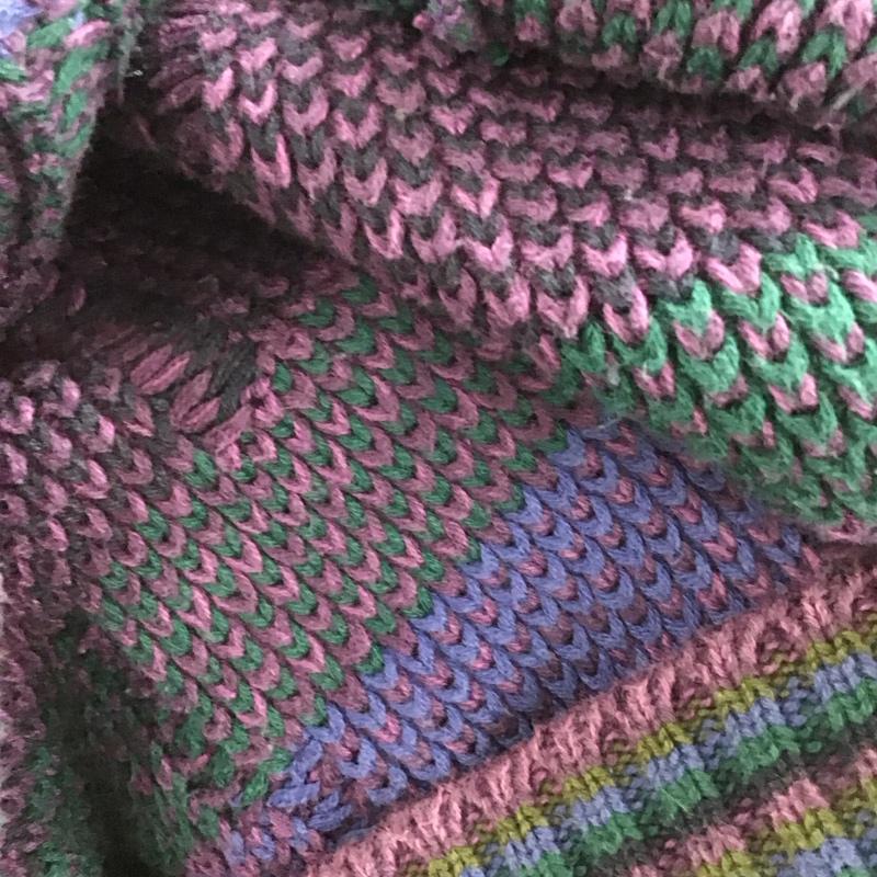 古着 USED ニット、セーター 長袖 長袖ニットカットソー クルーネック セーター M プリント マルチカラー / マルチカラー /  メンズ USED 古着 中古 10140266