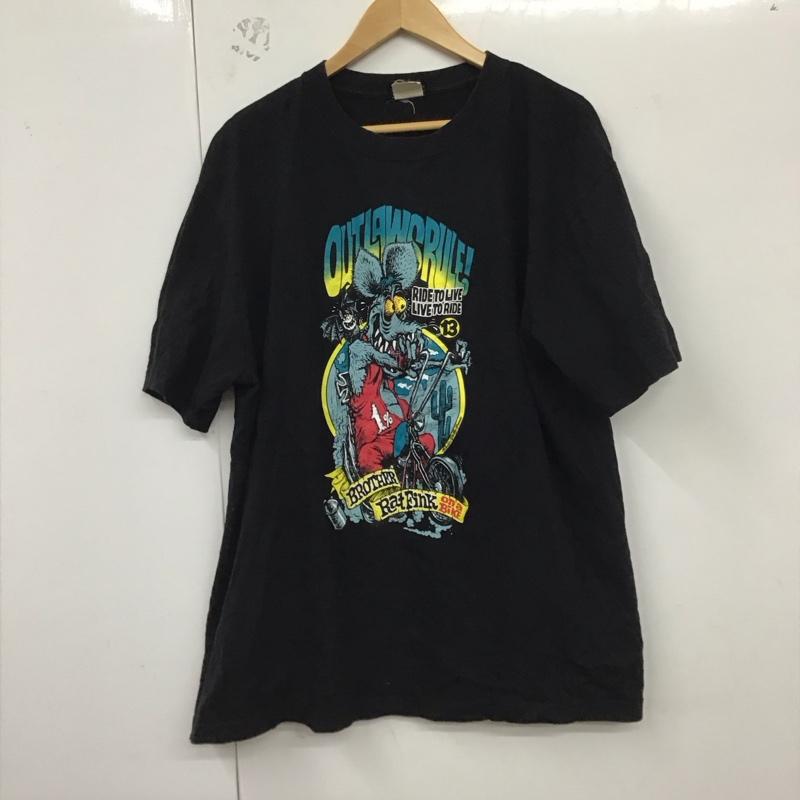 エロスティカ EROSTiKA Tシャツ 半袖 半袖カットソー プリントTシャツ クルーネックカットソー XL プリント 黒 / ブラック /  メンズ USED 古着 中古 10130103