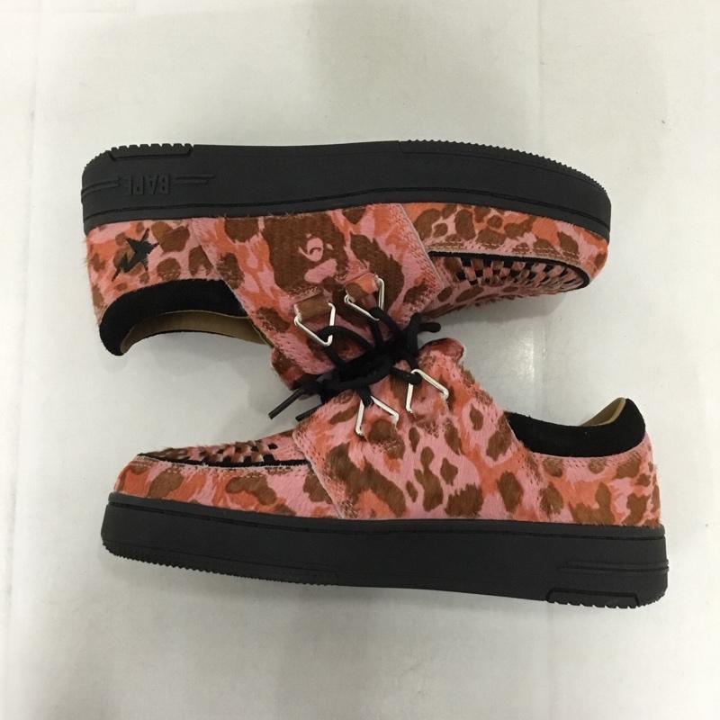 アベイシングエイプ A BATHING APE カジュアルシューズ カジュアルシューズ BAPE CREEP STA 箱有 24cm 25FW レオパードカモ 24.0cm 総柄 桃 / ピンク /  レディース USED 古着 中古 10145445