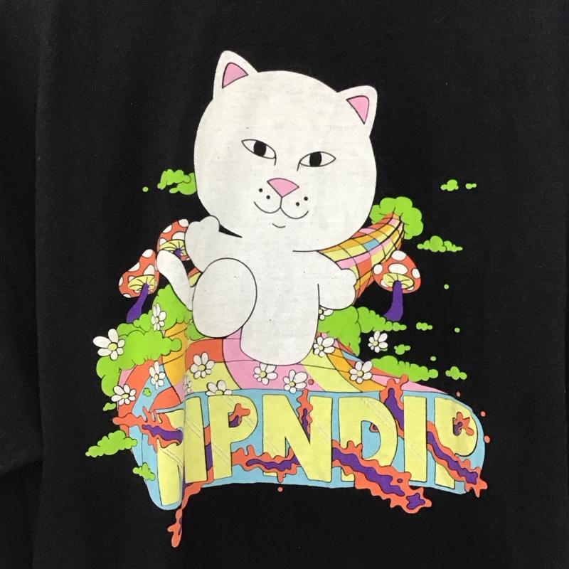リップンディップ RIPNDIP カットソー 長袖 長袖カットソー プリントカットソー クルーネック XL プリント 黒 / ブラック /  メンズ USED 古着 中古 10148086