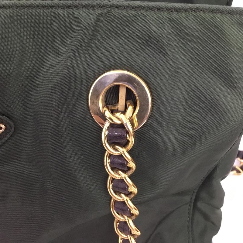 プラダ PRADA トートバッグ トートバッグ チェーンベルト ロゴ、文字 カーキ / カーキ / X 金 / ゴールド /  レディース USED 古着 中古 10150238