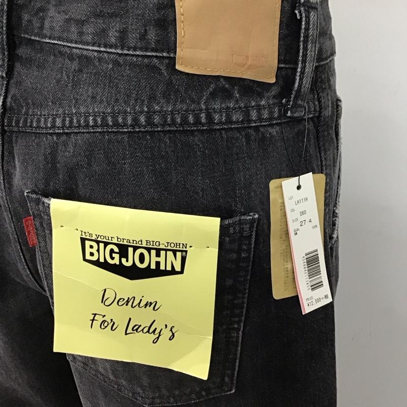 ビッグジョン Big John パンツ デニム、ジーンズ デニムパンツ ストレートパンツ ワイドパンツ カジュアルパンツ 27インチ 無地 黒 / ブラック /  レディース USED 古着 中古 10115194