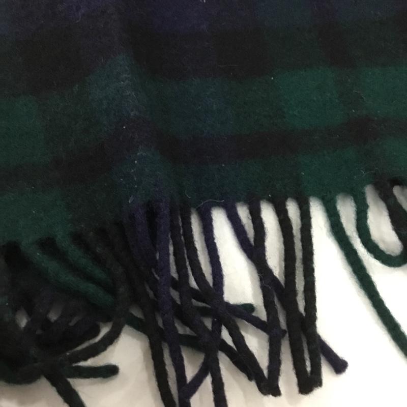 グレンプリンス Glen Prince マフラー マフラー ラムウール フリンジ チェック 紺 / ネイビー / X 緑 / グリーン /  メンズ USED 古着 中古 10131801