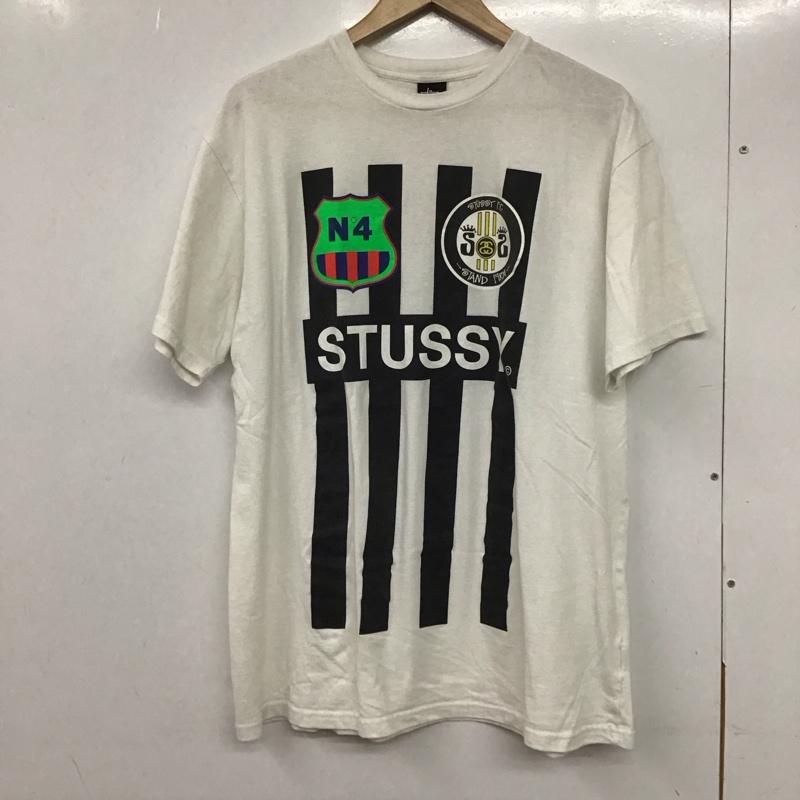 ステューシー STUSSY Tシャツ 半袖 半袖カットソー プリントTシャツ クルーネックカットソー XL プリント 白 / ホワイト /  メンズ USED 古着 中古 10132555