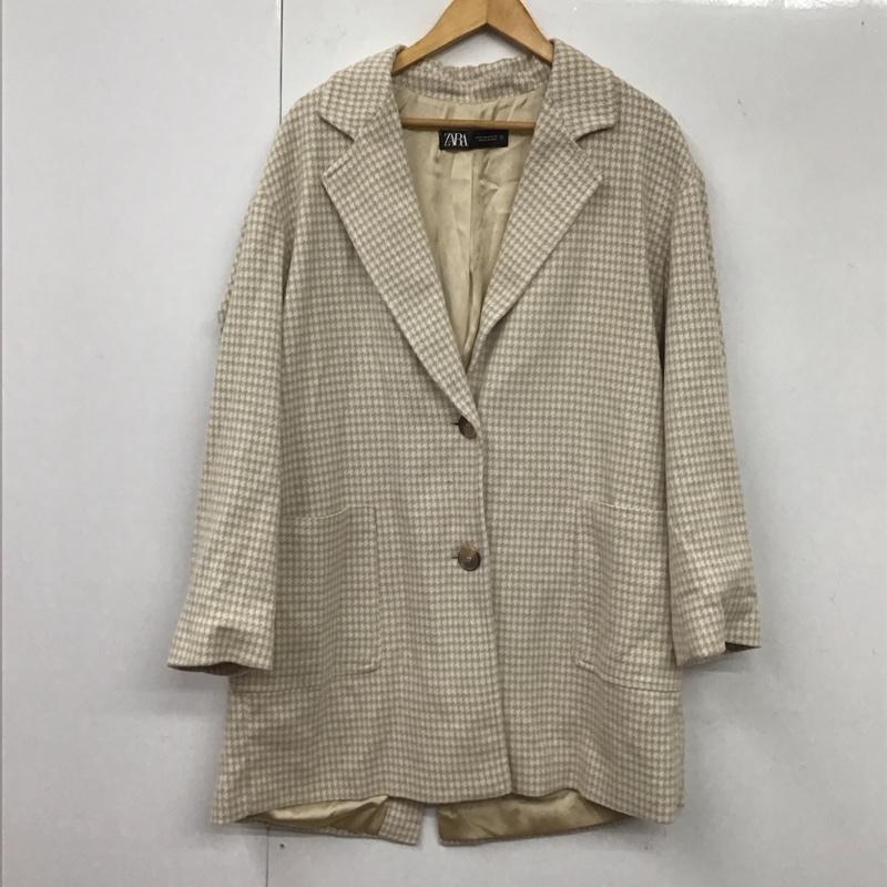 ザラ ZARA コート コート一般 2226/475/075 ハウンドトゥース プラッシュコート M  白 / ホワイト / X ベージュ / ベージュ /  レディース USED 古着 中古 10131663