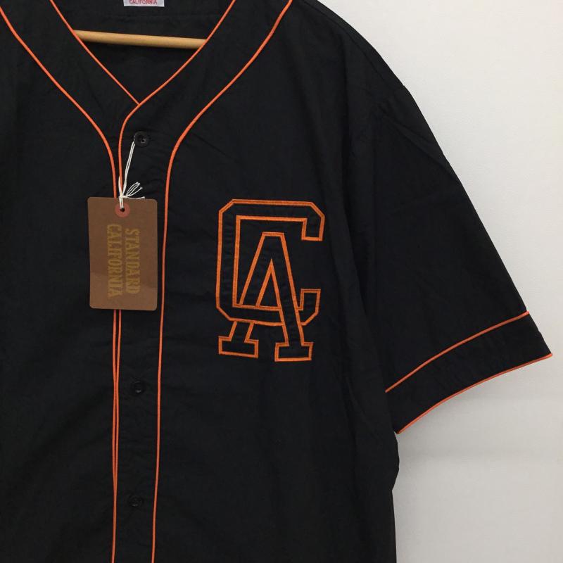 スタンダード カリフォルニア STANDARD CALIFORNIA シャツ、ブラウス 半袖 Baseball Shirt ベースボールシャツ XL ロゴ、文字 黒 / ブラック / X 橙 / オレンジ /  メンズ USED 古着 中古 10136535