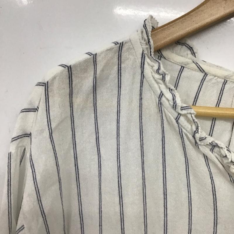 スタディオクリップ studio CLIP シャツ、ブラウス 長袖 L ストライプ 白 / ホワイト /  レディース USED 古着 中古 10147843